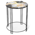 Стол журнальный круглый со столешницей из стекла Gold and Black Marble варинант исполнения - 1 | Loft Concept в Орле