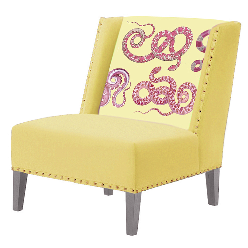 FUN Armchair Snakes yellow Дизайнерское кресло с цветным принтом Желтый FUN Armchair Snakes yellow Дизайнерское кресло с цветным принтом Желтый в Орле | Loft Concept