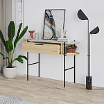 Консоль напольная деревянная с выдвижным ящиком и 2-мя полками со столешницей цвета белый мрамор OTIS CONSOLE OAK варинант исполнения - 2 | Loft Concept в Орле