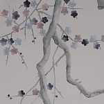 Обои ручная роспись Plum Blossom Special Colourway on Lilac Hint dyed silk варинант исполнения - 3 | Loft Concept в Орле