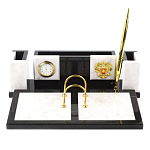 Настольный письменный набор из белого мрамора и змеевика Marble Accessory варинант исполнения - 1 | Loft Concept в Орле