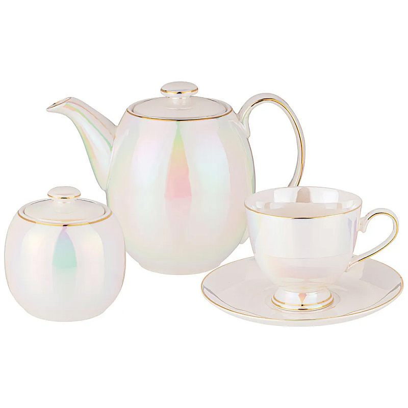 Чайный сервиз из фарфора на 6 персон 14 предметов Porcelain Pearl Жемчужный Чайный сервиз из фарфора на 6 персон 14 предметов Porcelain Pearl Жемчужный в Орле | Loft Concept
