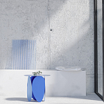 Matis журнальный столик синий из металла и кожи варинант исполнения - 1 | Loft Concept в Орле