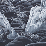 Обои ручная роспись Matsushima Waves Roka on Edo Night painted silk варинант исполнения - 2 | Loft Concept в Орле