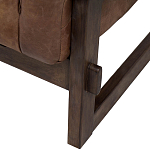 Коричневое кожаное кресло на деревянном каркасе Duncan Armchair варинант исполнения - 1 | Loft Concept в Орле