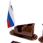 Настольный письменный набор с часами из природного камня обсидиана  Contract Extended варинант исполнения - 3 | Loft Concept в Орле