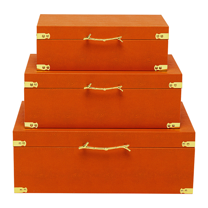 Комплект оранжевых чемоданов Golden Twigs Оранжевый Глянцевое золото в Орле | Loft Concept 