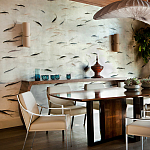 Обои ручная роспись Fishes Blue Pearl on Tarnished Silver gilded silk with pearlescent antiquing варинант исполнения - 4 | Loft Concept в Орле