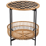 Круглый кофейный стол с плетеной столешницей и полкой Norberta Wicker Coffee Table варинант исполнения - 1 | Loft Concept в Орле