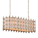 Люстра овальной формы с фактурным серебряным каркасом и тканевым абажуром Silver Honeycomb варинант исполнения - 1 | Loft Concept в Орле