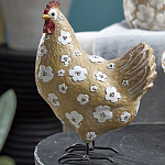 Статуэтка курица с белым цветочным узором и металлическими ножками Rustic Chicken варинант исполнения - 3 | Loft Concept в Орле