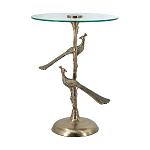 Столик с круглой стеклянной столешницей и корпусом в виде двух павлинов на ветке Table Two Peacocks варинант исполнения - 4 | Loft Concept в Орле