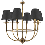 Люстра на металлическом основании бронзового цвета с 6-ю черными конусовидными абажурами Dignity варинант исполнения - 6 | Loft Concept в Орле