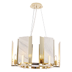 Люстра подвесная круглая с мраморными прямоугольными вставками и золотым основанием Диаметр 55 см Marble square Chandelier варинант исполнения - 4 | Loft Concept в Орле