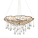 Люстра подвесная золотого цвета с металлическим сетчатым основанием и стеклянными каплевидными подвесками Hinkley варинант исполнения - 1 | Loft Concept в Орле