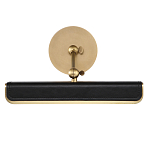 Светильник для картин цвет винтажная латунь с прямоугольным плафоном из кожи черного цвета Alora варинант исполнения - 3 | Loft Concept в Орле