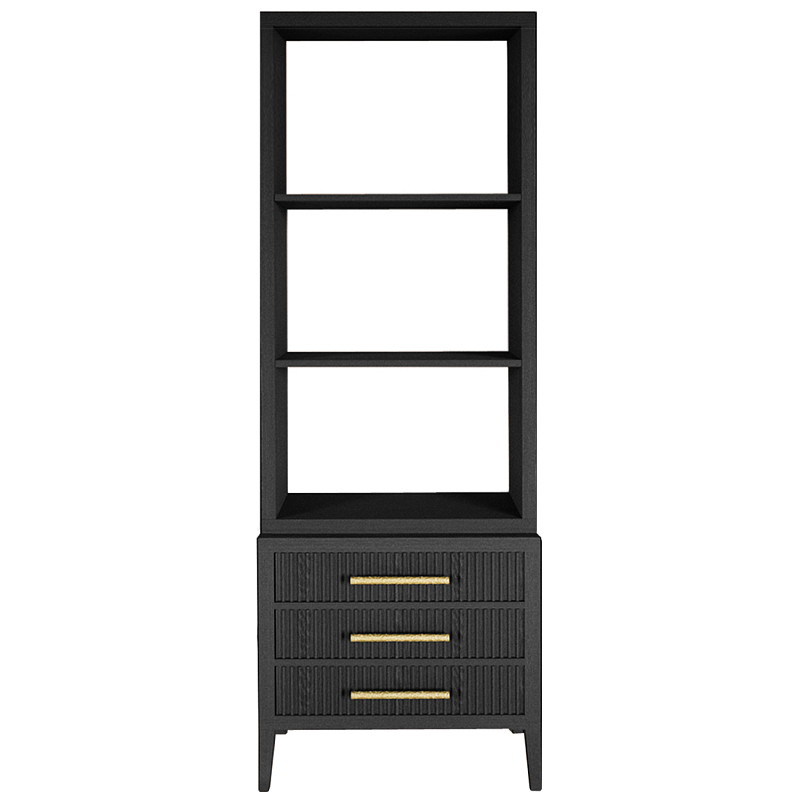 Этажерка Primo с ящиками шпон Черный дуб Черный Золотой в Орле | Loft Concept 