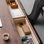 Кофейный стол из массива дерева с выдвижными ящиками Coffee Walnut Table варинант исполнения - 7 | Loft Concept в Орле