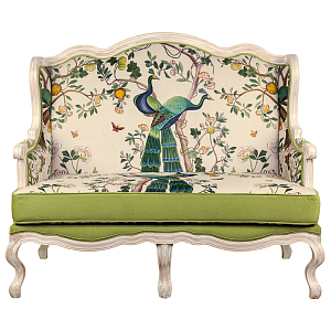 Двухместный диван с зелеными павлинами Emperor's Bird