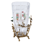 Ваза стеклянная прозрачная с бронзовым основанием в виде ветвей и фарфоровыми птичками Eden Garden варинант исполнения - 2 | Loft Concept в Орле