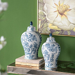 Ваза с крышкой и голубым цветочным рисунком на белом фоне Blue & White Ornament варинант исполнения - 6 | Loft Concept в Орле