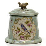 Шкатулка голубого цвета с рисунком и состаренным эффектом Eden Garden варинант исполнения - 1 | Loft Concept в Орле