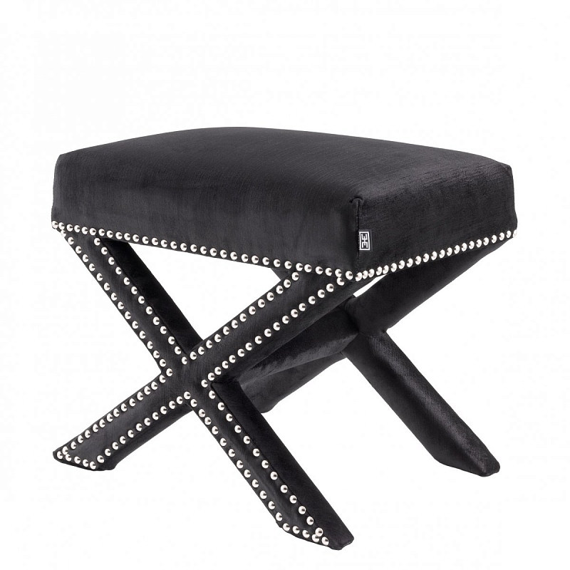 Оттоманка Eichholtz Stool Perugia Black Черный Никель Оттоманка Eichholtz Stool Perugia Black Черный Никель в Орле | Loft Concept