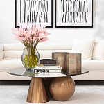 Дизайнерский журнальный стол с круглой столешницей на 3-х геометрических ножках Lehumod варинант исполнения - 4 | Loft Concept в Орле