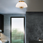 Подвесной светильник золотого цвета с полусферическим опаловым плафоном и декоративным элементом Elstead Lighting варинант исполнения - 9 | Loft Concept в Орле