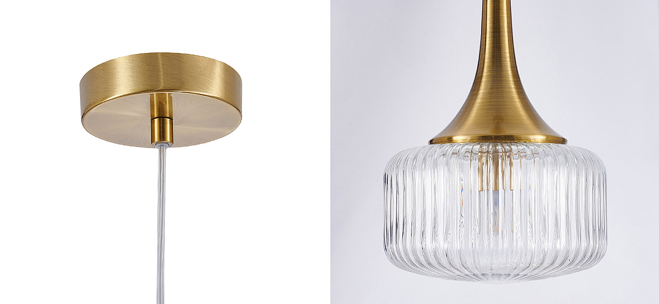 Подвесной светильник Blown Glass с прозрачным рельефным плафоном Подвесной светильник Blown Glass с прозрачным рельефным плафоном - Loft-Concept в Орле
