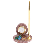 Часы настольные с шариковой металлической ручкой из натурального камня Stone Clock варинант исполнения - 4 | Loft Concept в Орле