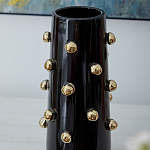 Ваза черная цилиндрическая с глянцевым покрытием и золотыми декоративными элементами Molecule Collection варинант исполнения - 2 | Loft Concept в Орле