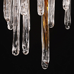 Люстра линейная золотого цвета с декоративными ветвями и длинными стеклянными подвесками в форме сосулек Droplet Chandelier варинант исполнения - 9 | Loft Concept в Орле