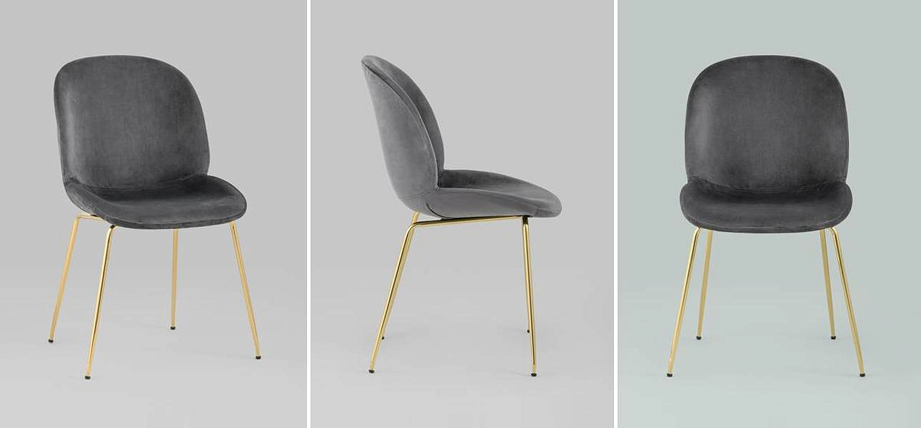 Стул Серый Велюр Vendramin Chair Стул Серый Велюр Vendramin Chair - Loft-Concept в Орле