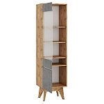 Шкаф-витрина с фасадом цвета серый бетон и стеклянной дверкой Grace of Furniture варинант исполнения - 2 | Loft Concept в Орле