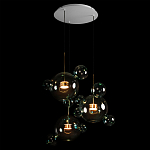 Люстра подвесная с прозрачными бирюзовыми стеклянными шарами и круглым основанием 3 лампы Giopato & Coombes варинант исполнения - 4 | Loft Concept в Орле