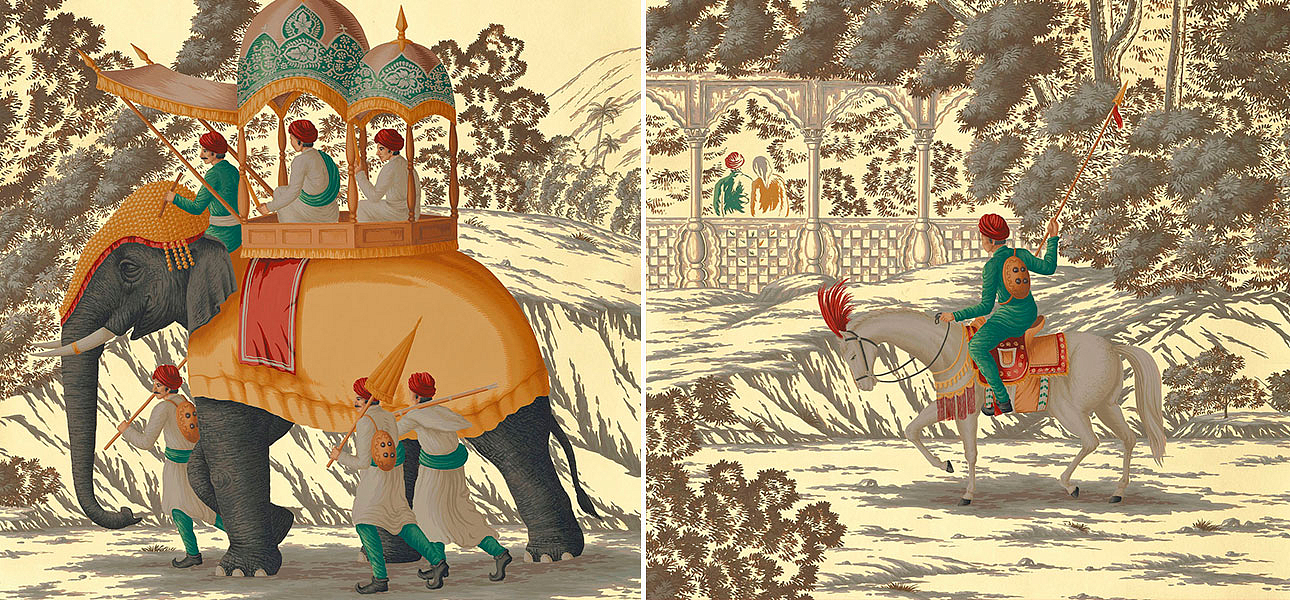 Обои ручная роспись Early Views of India Special Colourway on Deep Rich Gold gilded paper Обои ручная роспись Early Views of India Special Colourway on Deep Rich Gold gilded paper - Loft-Concept в Орле