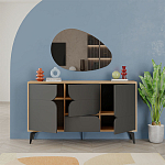 Комод цвета древесины с 3-мя дверцами и выдвижным ящиком темно-серого цвета SPARK CONSOLE OAK ANTHRACITE варинант исполнения - 2 | Loft Concept в Орле