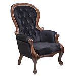 Кресло с мягкой обивкой из черного велюра на 4-х деревянных ножках Evelyn Classical Armchair варинант исполнения - 1 | Loft Concept в Орле