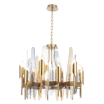 Люстра с вертикальными стеклянными элементами и металлическим каркасом цвета Латунь Vertical Glass варинант исполнения - 1 | Loft Concept в Орле