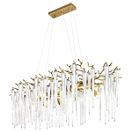 Люстра подвесная прямоугольная с бронзовыми акцентами и прозрачными стеклянными каплями Droplet Chandelier варинант исполнения - 3 | Loft Concept в Орле