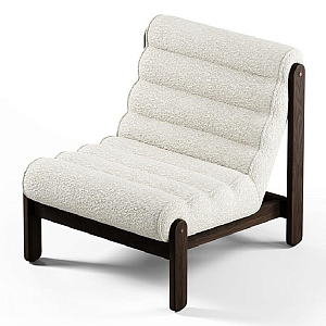 Кресло с деревянным каркасом и обивкой из белой ткани букле Medieval Furniture