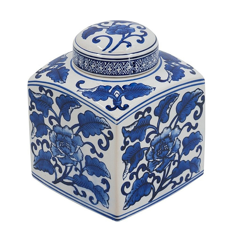 Ваза с крышкой в китайском стиле Oriental Blue & White Ornament Vases Синий Белый в Орле | Loft Concept 