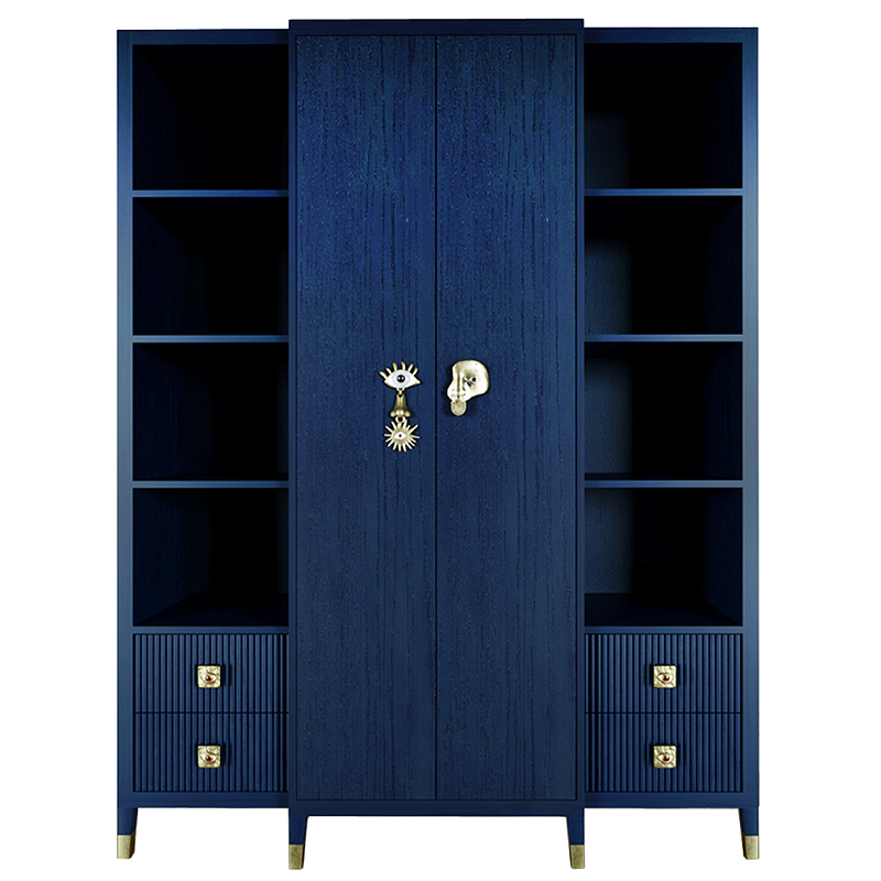 Большой шкаф с витриной Elsa Dreams Blue Синий Золотой Большой шкаф с витриной Elsa Dreams Blue Синий Золотой в Орле | Loft Concept