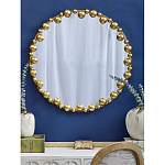 Зеркало круглое в фактурной золотистой раме из металла Mirror Golden Placer варинант исполнения - 3 | Loft Concept в Орле