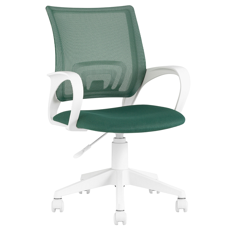 Офисное кресло с основанием из белого пластика Desk chairs Green Зеленый Белый Офисное кресло с основанием из белого пластика Desk chairs Green Зеленый Белый в Орле | Loft Concept
