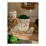 Кашпо с растительным и животным орнаментом на бронзовых ножках Turquoise Blooming Garden варинант исполнения - 6 | Loft Concept в Орле