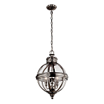 Подвесной светильник с прозрачным стеклянным плафоном в форме шара цвета никеля в индустриальном стиле на цепи 3 лампы Feiss варинант исполнения - 2 | Loft Concept в Орле