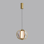 Подвесной светильник с круглым плафоном из искусственного алебастра в бронзовой оправе Marbella варинант исполнения - 4 | Loft Concept в Орле