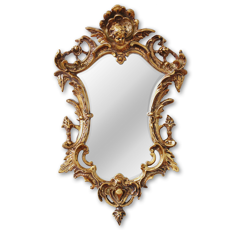 Зеркало настенное в ажурной раме золотого цвета с эффектом старины Classic Ornament Mirror Золотой Зеркало настенное в ажурной раме золотого цвета с эффектом старины Classic Ornament Mirror Золотой в Орле | Loft Concept